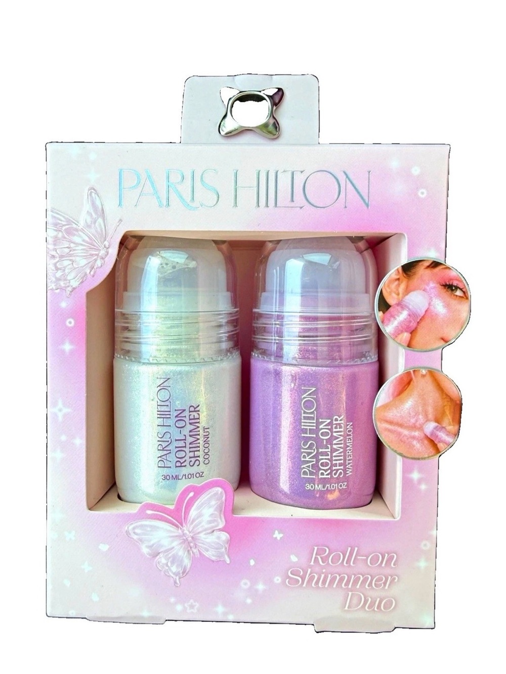 Paris Hilton Roll-On Shimmer Duo — Pearl White & Soft Pink